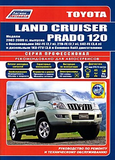 Toyota Land Cruiser Prado 120. Модели 2002-2009 г.в. с бензиновыми 3RZ-FE (2,7 л), 2TR-FE (2,7 л), 5VZ-FE (3,4 л) и дизельным 1KD-FTV (3,0 л Common Rail) двигателями